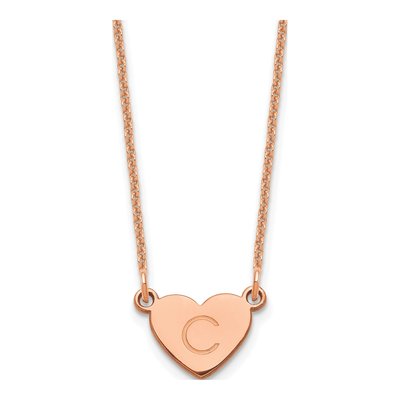 14K Rose Gold Personalized Initial Heart Necklace