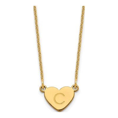 14K Yellow Gold Personalized Initial Heart Necklace