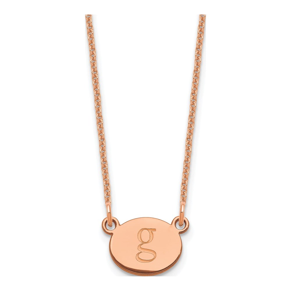 14K Rose Gold Oval Initial Necklace