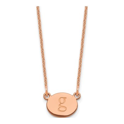 14K Rose Gold Oval Initial Necklace