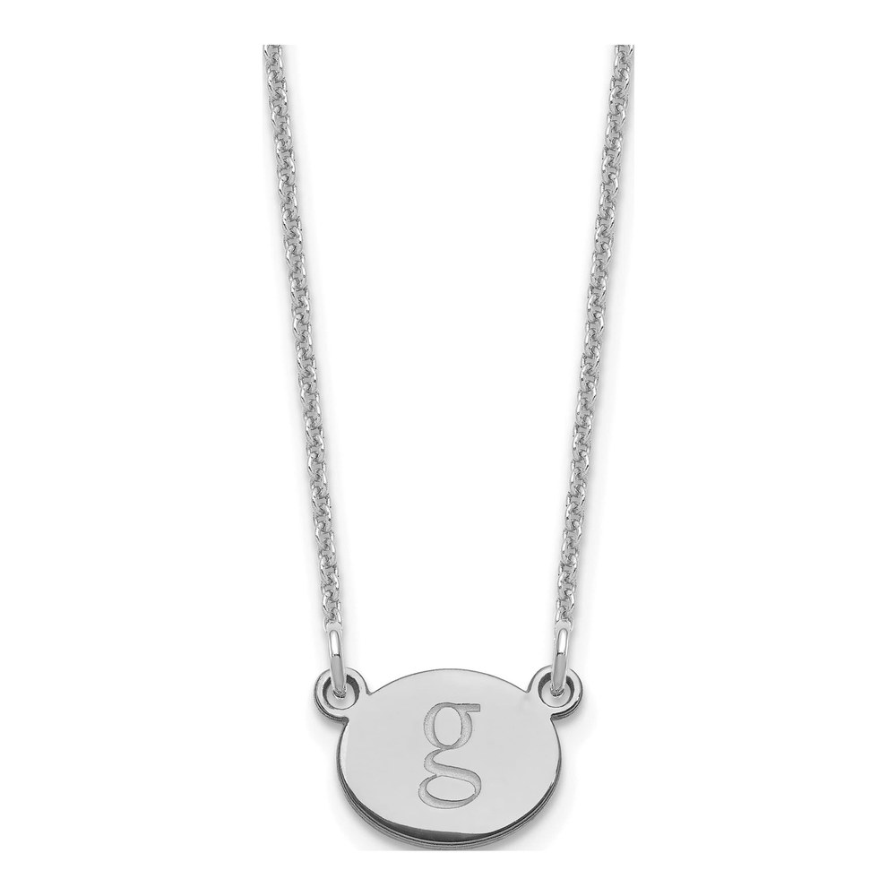 14K White Gold 18 Inch Oval Initial Necklace with Lobster Clasp