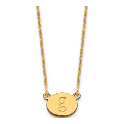 14K Yellow Gold Oval Initial Necklace