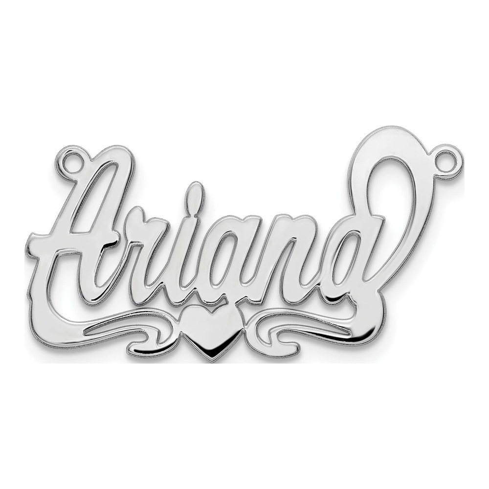 14K White Gold Rhodium-Plated Polished Heart Name Plate