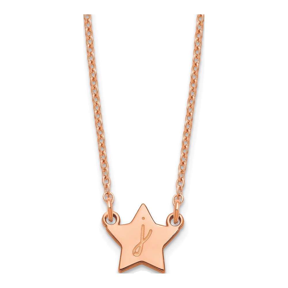 Sterling Silver Rose-Plated Initial Star Necklace