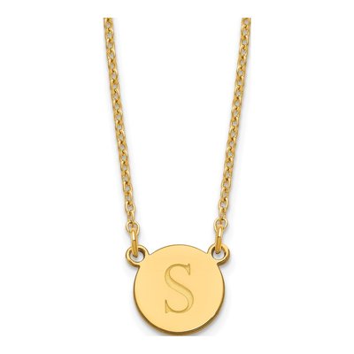 Gold-Plated Sterling Silver Personalized Round Initial Necklace