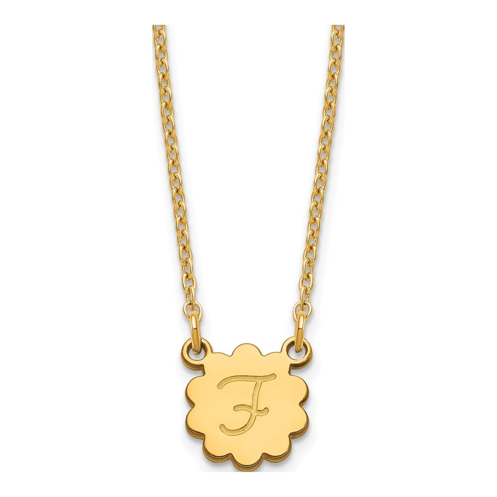 Gold-Plated Sterling Silver Personalized Initial Flower Necklace