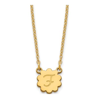 Gold-Plated Sterling Silver Personalized Initial Flower Necklace