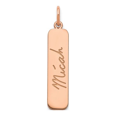 Sterling Silver Rose-Plated Bar Charm | Personalized