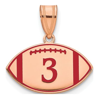 14K Rose Gold Personalized Football Pendant
