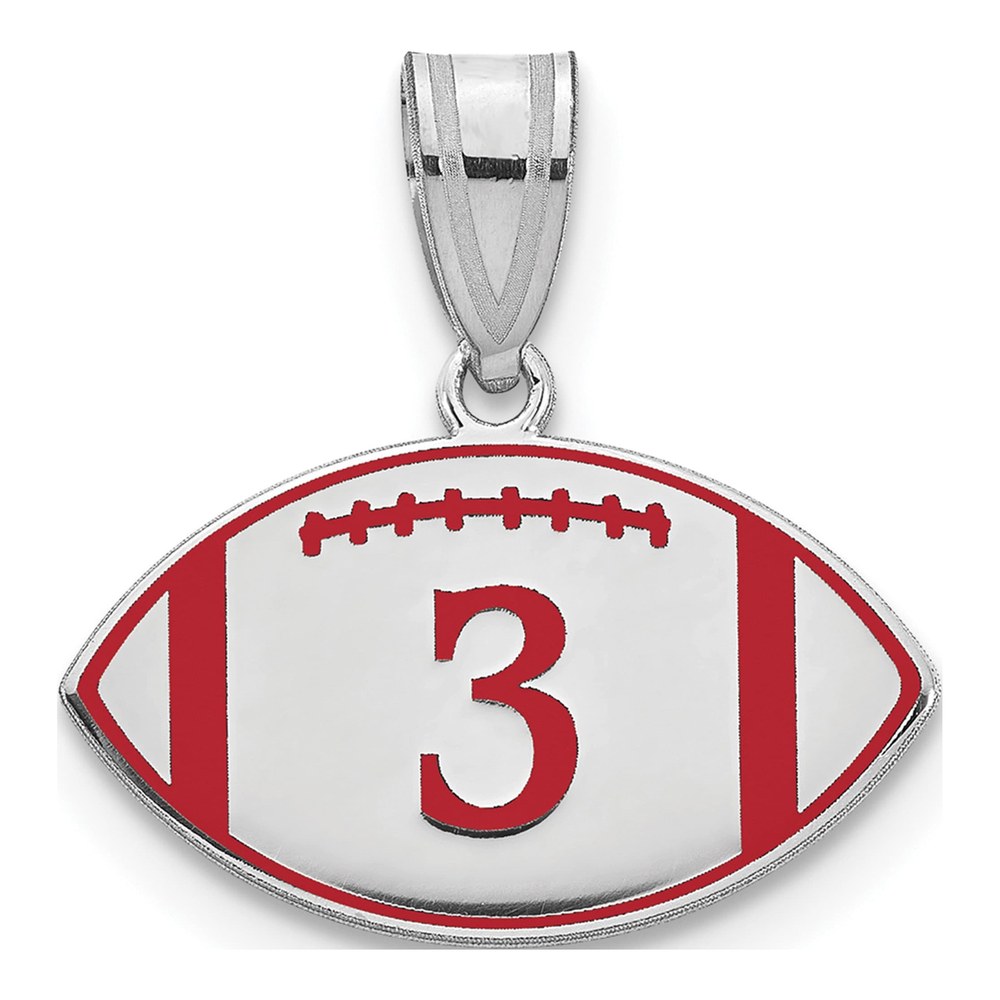 Sterling Silver/rhodium-Plated Personalized Football Epoxy Pendant