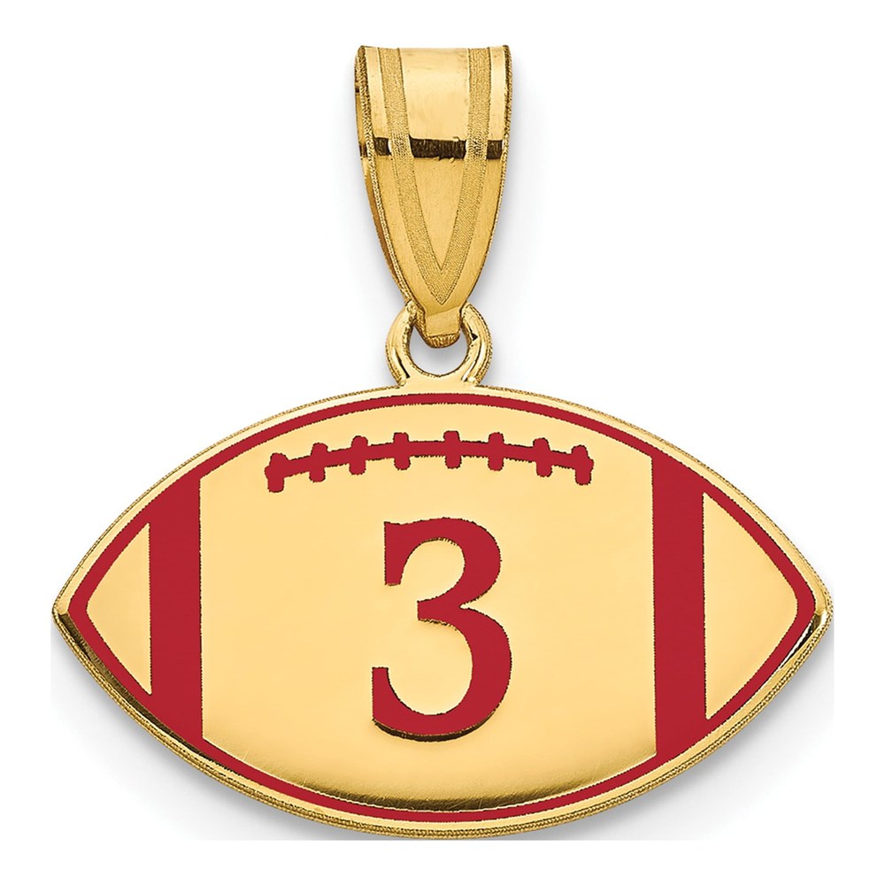 14K Yellow Gold Personalized Football Epoxy Pendant