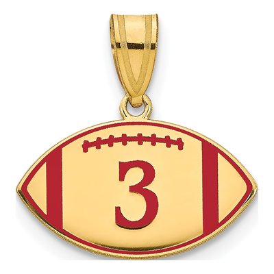 14K Yellow Gold Personalized Football Pendant