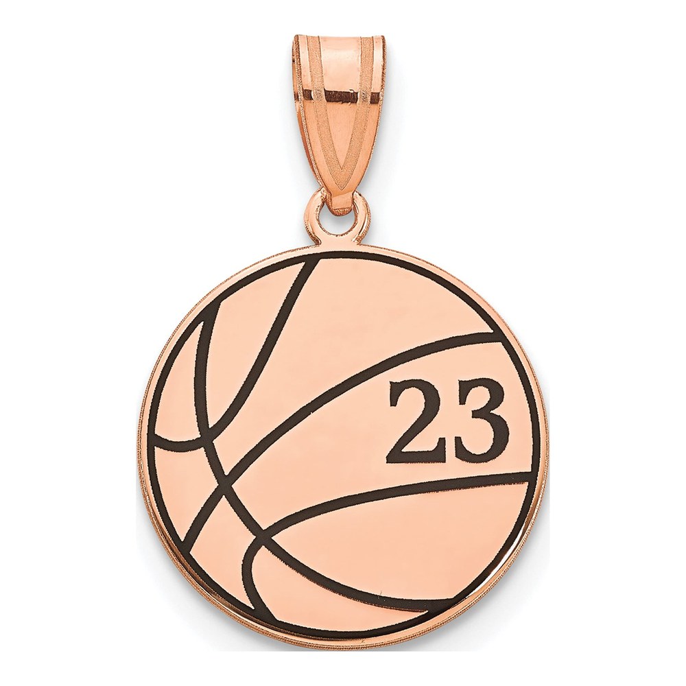 14K Rose Gold Basketball Enameled Pendant