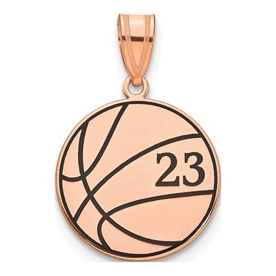 14K Rose Gold Basketball Enameled Pendant