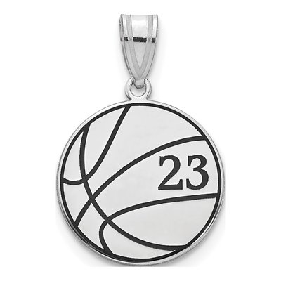 14K White Gold Personalized Basketball Pendant