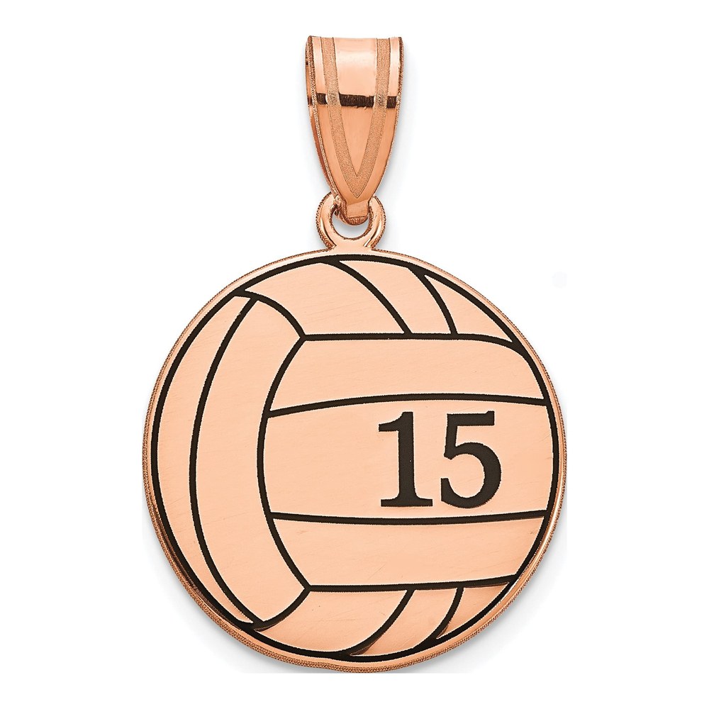 Sterling Silver/rose-Plated Personalized Volleyball With Enameled Pendant