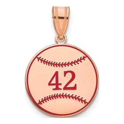 Rose Gold-Plated Sterling Silver Personalized Baseball Pendant