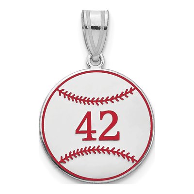14K White Gold Personalized Baseball Pendant