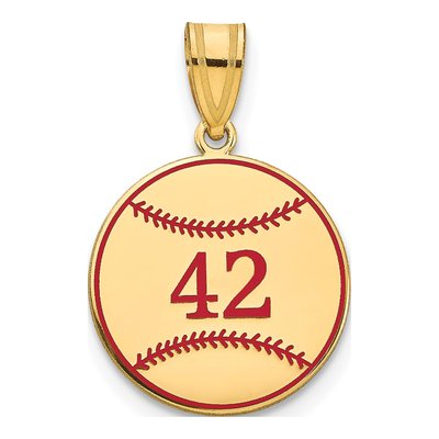14K Yellow Gold Personalized Baseball Pendant