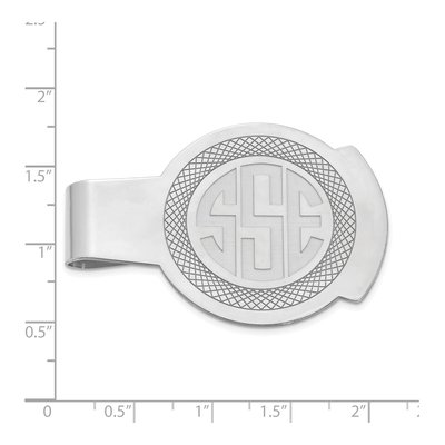 14K White Gold Monogram Round Money Clip – view 3