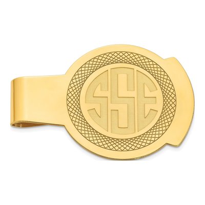 14K Yellow Gold Monogram Money Clip