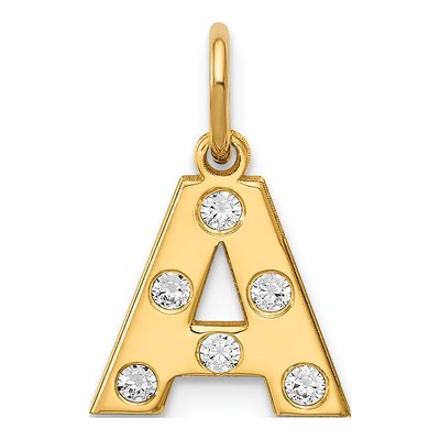 Gold-Plated Sterling Silver 1/8 ct tw Diamond Initial Charm