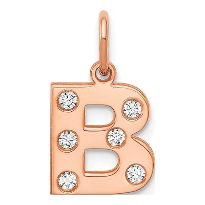 Rose Gold-Plated Sterling Silver 1/8 ct tw Diamond Initial Charm – view 2
