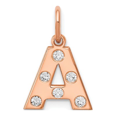 Rose Gold-Plated Sterling Silver 1/8 ct tw Diamond Initial Charm