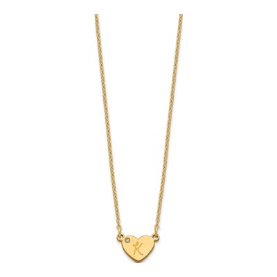 Gold-Plated Sterling Silver Diamond Personalized Initial Heart Necklace – view 2