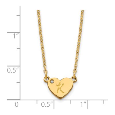Gold-Plated Sterling Silver Diamond Personalized Initial Heart Necklace – view 3