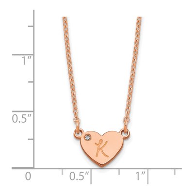 Rose Gold-Plated Sterling Silver Diamond Personalized Initial Heart Necklace – view 2