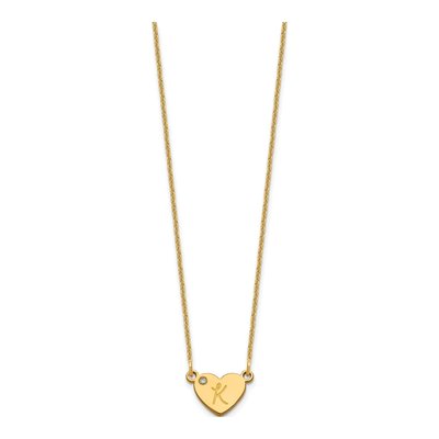 14K Yellow Gold Diamond Initial Heart Necklace – view 2