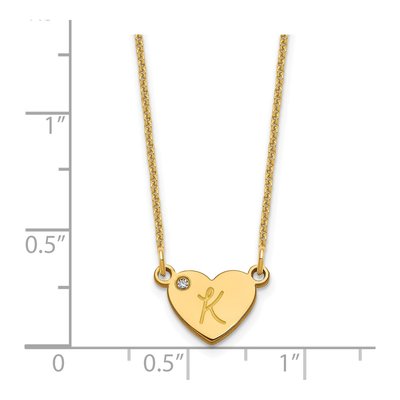 14K Yellow Gold Diamond Initial Heart Necklace – view 3