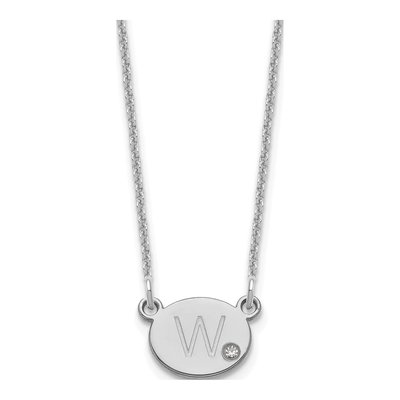 14K White Gold Diamond Initial Necklace