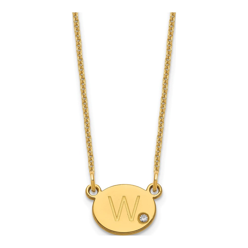 14K Yellow Gold Diamond Initial Necklace