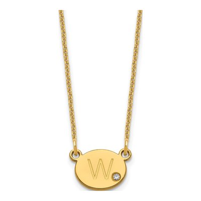 14K Yellow Gold Diamond Initial Necklace