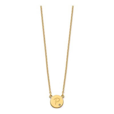 Gold-Plated Sterling Silver Diamond Personalized Round Initial Necklace – view 2