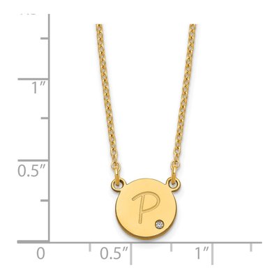 Gold-Plated Sterling Silver Diamond Personalized Round Initial Necklace – view 3