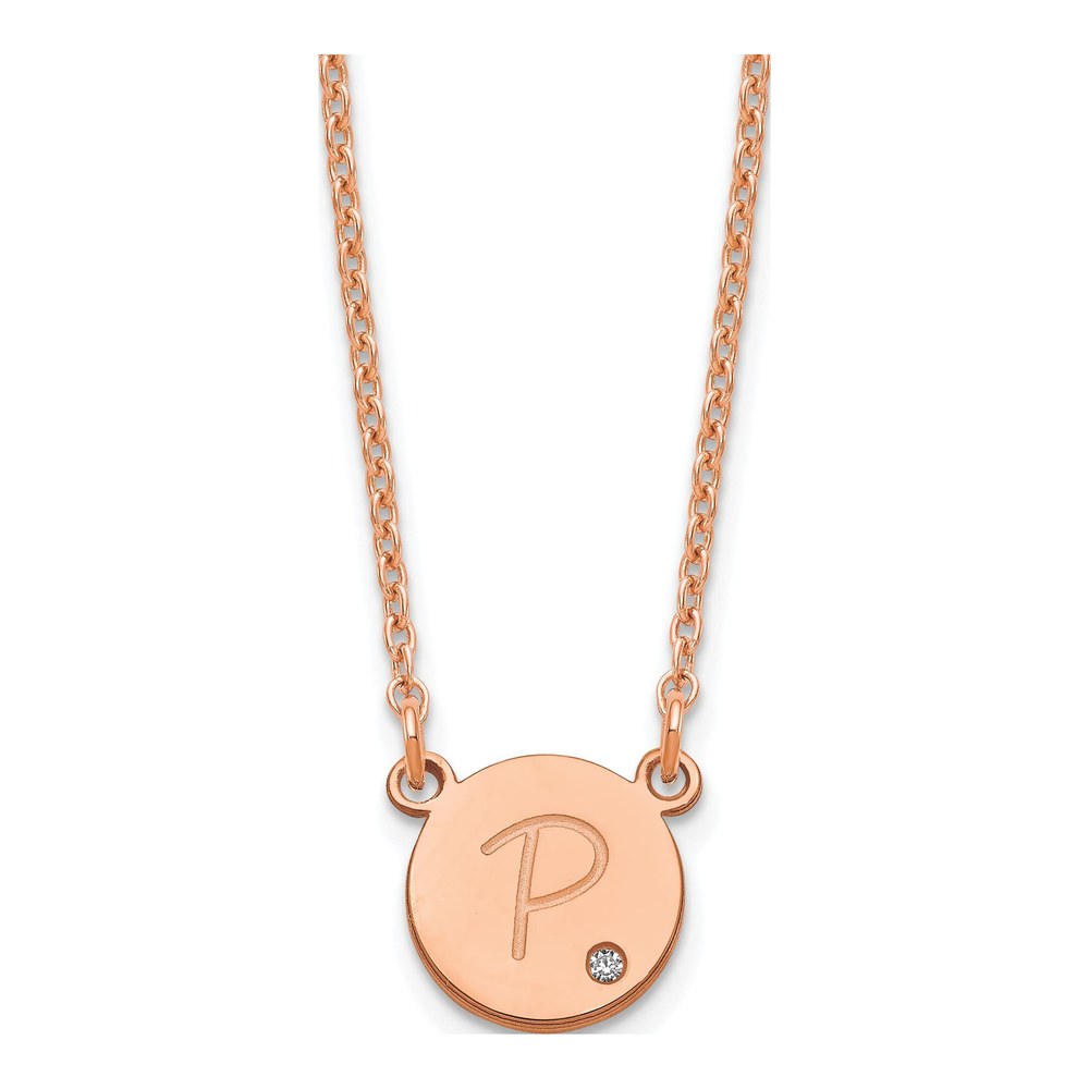 Rose Gold-Plated Sterling Silver Diamond Initial Necklace