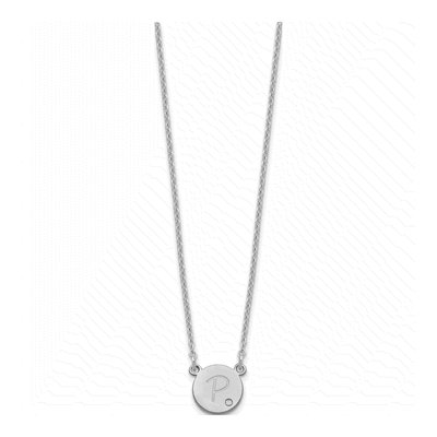 Sterling Silver Diamond Round Initial Necklace – view 2