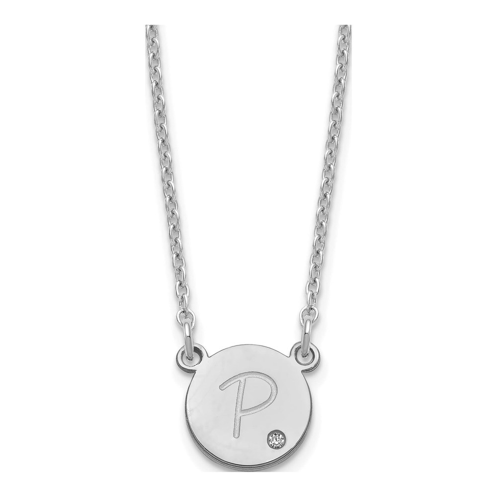 Sterling Silver Diamond Round Initial Necklace