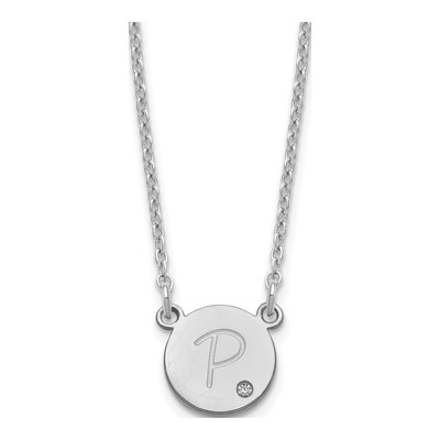 Sterling Silver Diamond Round Initial Necklace