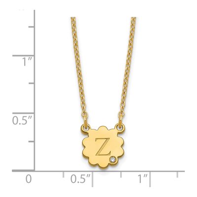 Personalized Initial Flower Necklace with Diamond – view 3