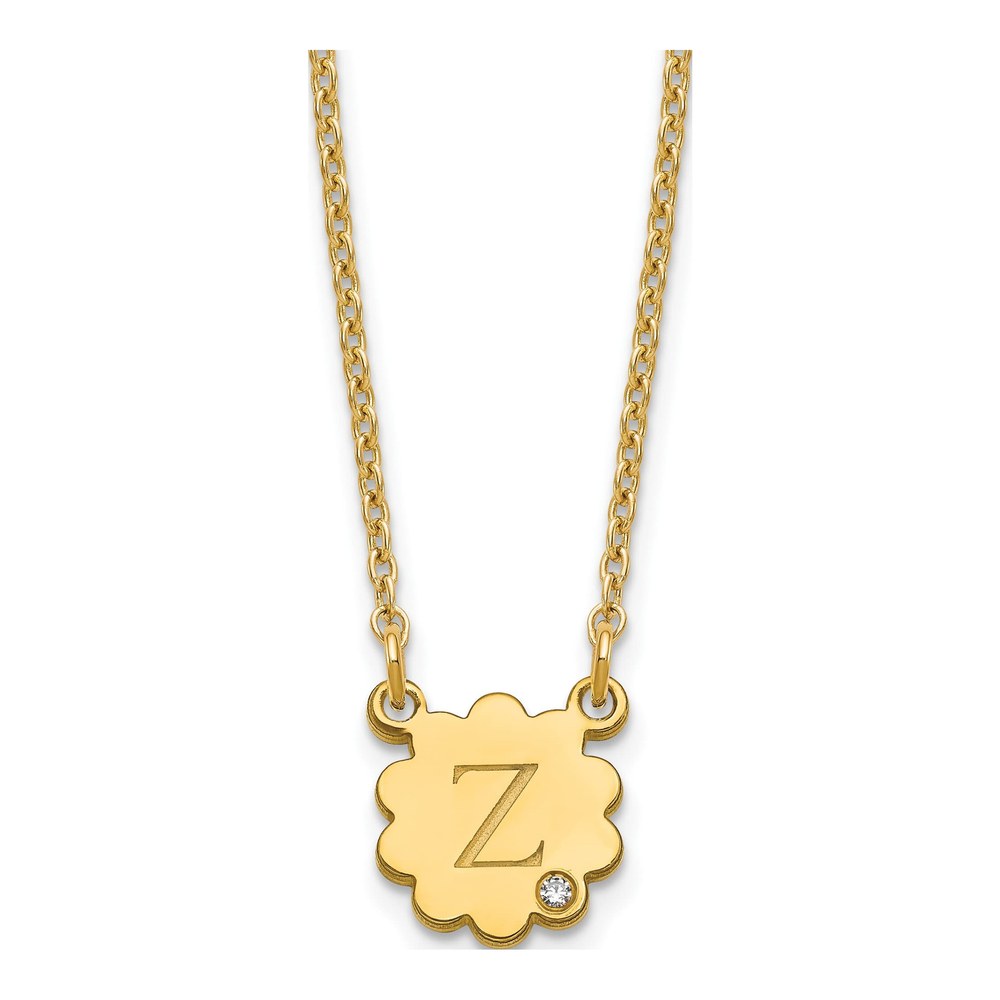 Personalized Initial Flower Necklace with Diamond