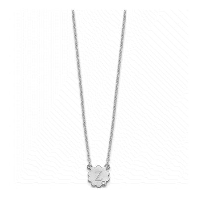 Sterling Silver Diamond Initial Flower Necklace – view 2