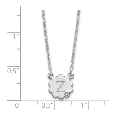 Sterling Silver Diamond Initial Flower Necklace – view 3