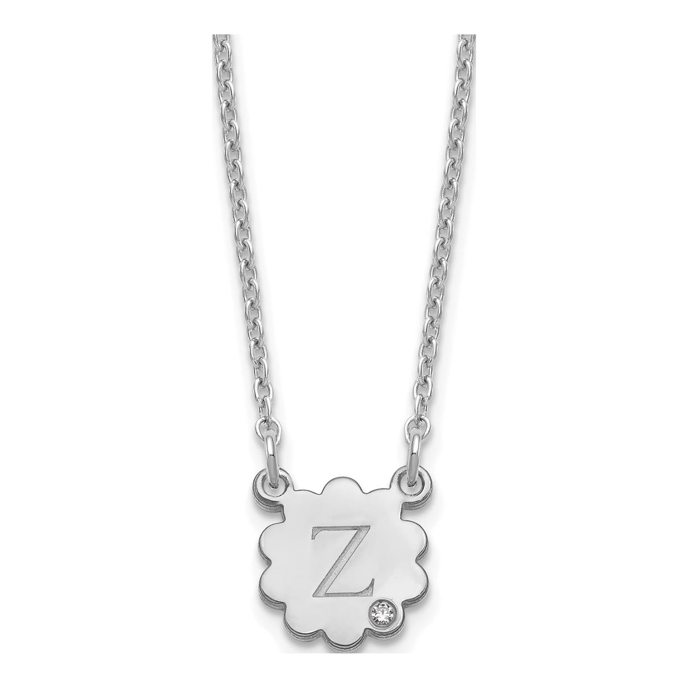 Sterling Silver Diamond Initial Flower Necklace