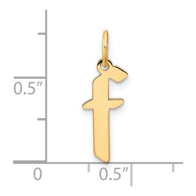 14K Yellow Gold Lowercase Letter F Pendant – view 5