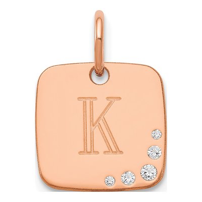 Rose Gold-Plated Sterling Silver Diamond Initial Charm