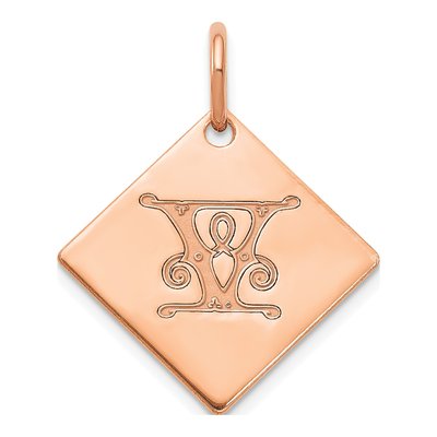 Rose Gold-Plated Sterling Silver Letter V Charm